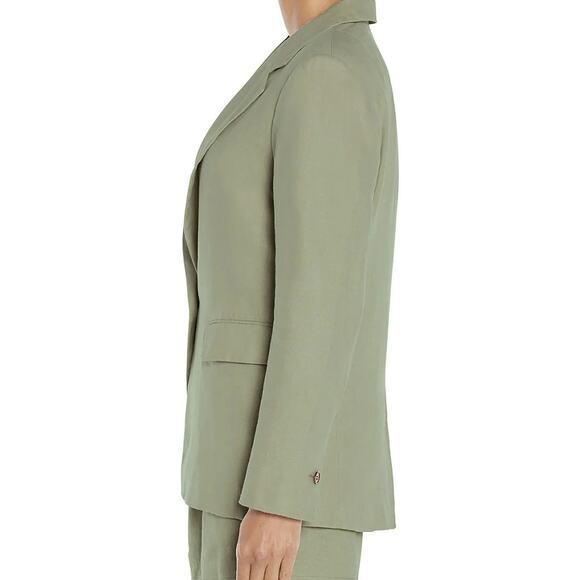 Express Linen Blend One-Button Boyfriend Blazer Olive Green Women's Medium NWT - Picture 3 of 8